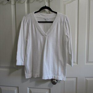 J Jill White V-Neck Top Medium Petite